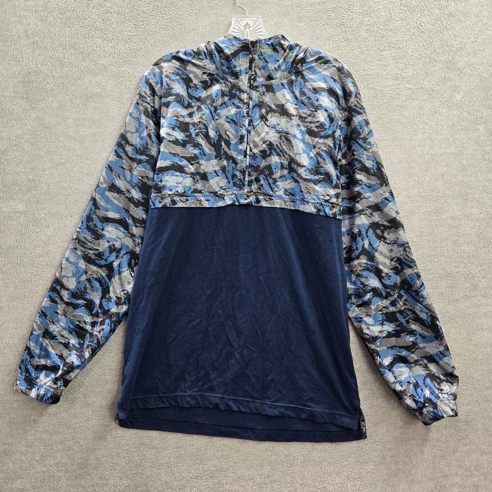Under Armour Men Jacket M‎ Blue Camo Anorak Windbreaker Logo 1/2 Zip Pullover
